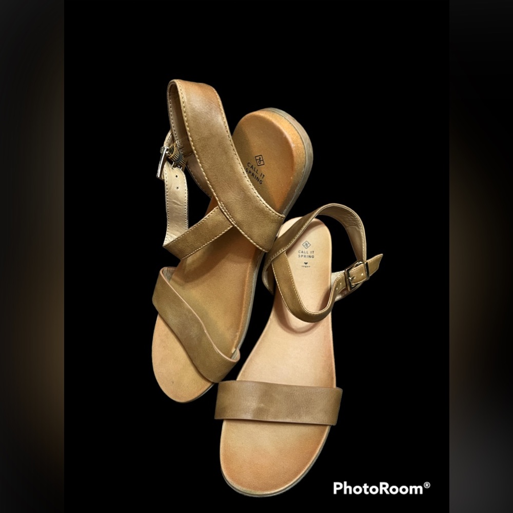 2 for $15 Call it Spring Vegan Brown Flat Sandals